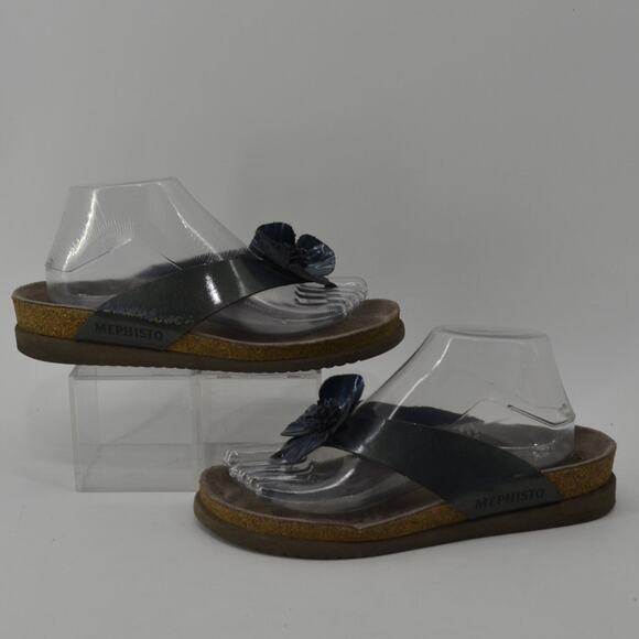 Mephisto Wms Euro 39 US 9 Sandal Blue Floral Thong Sandal - Picture 4 of 16